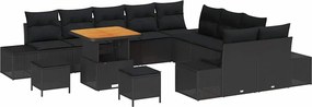 vidaXL Set de canapele pentru grădină 13 pcs Negru Rattan poli