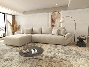 Colțar extensibil dumonde cu ladă de depozitare si sezut confortabil din spuma high-density, Berlin XL Enjoy Beige 350x185 cm