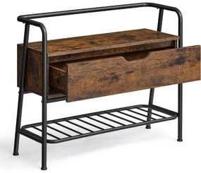 Banca de depozitare pantofi, suport pentru pantofi, 30x80x63,5 cm, maro si negru