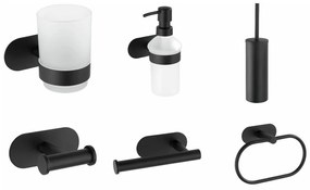 Set de accesorii de baie negru mat autoadeziv din oțel inoxidabil Orea – Wenko