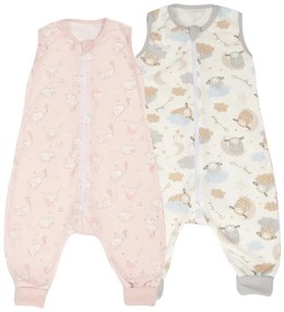 Set 2 saci dormit copii cu picioare de vara 6-18 luni Kidizi Elefun Pink, 0.5 tog, mansete transformabile in soseta