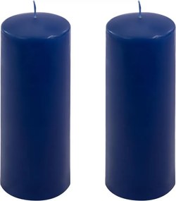Set de lumânări tip pilon, 20 cm, Ø 7,5 cm, albastru, 2 buc