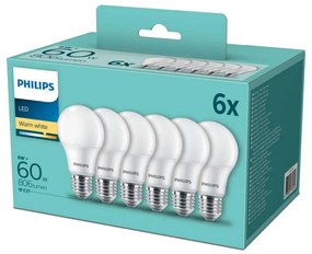 SET 6x bec LED Philips E27/8W/230V 2700K