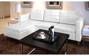 vidaXL Canapea modulară cu 3 locuri, piele artificială, alb