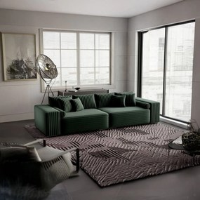 Canapea extensibilă dumonde cu ladă de depozitare si sezut confortabil din spuma high-density, Marbela Ambience Green XXL 295x100 cm