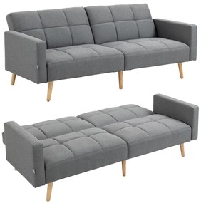 HOMCOM 2 in 1 Canapea cu functie de pat 205 x 88 cm Canapea cu Scaun, Aspect de ln Gri | Aosom Romania