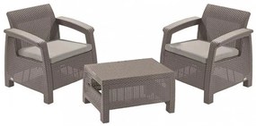 Set de mobilier de grădină Corfu Weekend, culoare cappuccino, cu pernă nisip