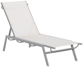 Outsunny Şezlong de Gradina Relaxliege cu Spătar Reglabil în 5 Trepte din Metal Crem 170 x 58 x 97 cm | Aosom Romania