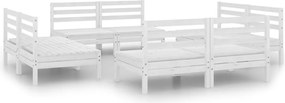 vidaXL Set mobilier de grădină, 8 piese, alb, lemn masiv de pin