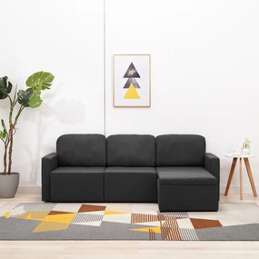 288784 vidaXL Canapea extensibilă modulară cu 3 locuri, gri închis, textil