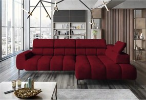 Coltar PLAZA L, sezlong dreapta, stofa catifelata rosu - Vogue 7, cu r