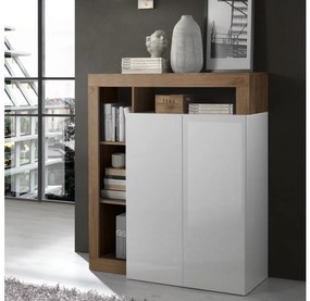 Comodă LENOR alb/stejar