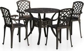 vidaXL Set mobilier bistro, 5 piese, bronz, aluminiu turnat