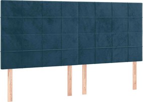 vidaXL Tăblie de pat albastru închis 160x5x118/128 cm catifea