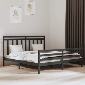 3105337 vidaXL Cadru de pat, gri , 200x200 cm, lemn masiv