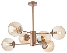 Redo 01-2943 - Lustră pe tijă MUNDI 6xE14/28W/230V, cupru/fumuriu