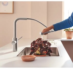 GROHE 30601DC0 - Baterie pentru chiuvetă BLUE PURE, cu duză extractibilă, inox