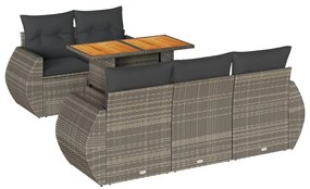 3327217 vidaXL Set mobilier grădină cu perne, 6 piese, gri, poliratan