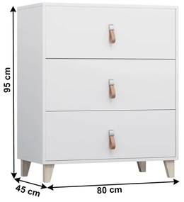 Noptiera FIERA 3S Alb