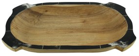 Tava decorativa Rustic din lemn de tec sculptata manual 42 cm