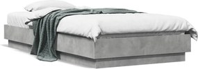 vidaXL Cadru de pat, gri beton, 75x190 cm, lemn prelucrat