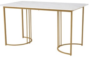 Masă de bucătărie dreptunghiulară cu cadru metalic stabil, Alb | Aosom Romania