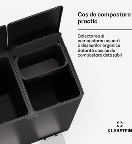 Klarstein EcoVista, coș de gunoi cu composter, 60 l + 3 l/coș + composter, Soft-Close