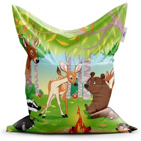 Sac de șezut Classic animăluțe de pădure 2 - pentru copii, verde