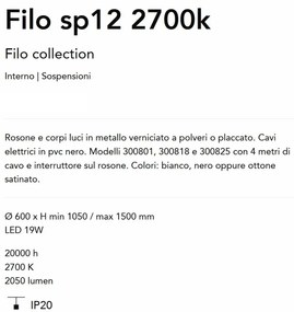 Lustra cu 12 pendule LED design tubular FILO sp12 2700k alb
