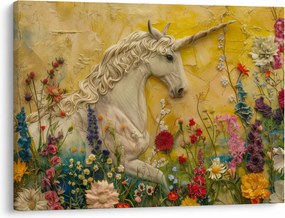 Tablou - Unicorn cu flori (70x50 cm)