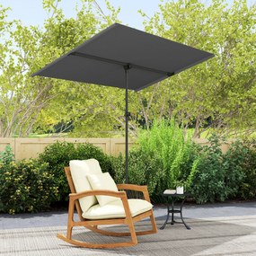 Outsunny Umbrelă de Soare cu Protecție UPF 50+, Înclinare la 180° și Înălțime Reglabilă, 150x205x120-215 cm, Gri Închis | Aosom Romania