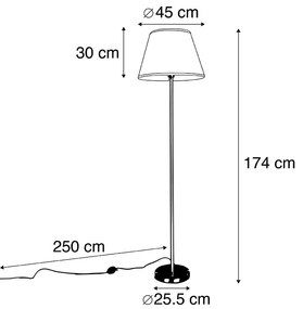 Lampă de podea modernă din oțel cu abajur plisat alb de 45 cm - Simplo
