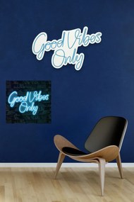 Decoratiune luminoasa LED de perete Good Vibes Only 2 Albastru 37x62x2 cm