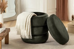 Taburete cu spatiu de depozitare, Catifea Verde, VOQUE 50cm