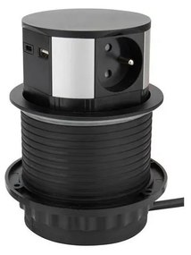 Solight PP100USBC-B - Coloană priză 3x230V + 2xUSB pentru birou, negru