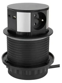 Solight PP100USBC-B - Coloană priză 3x230V + 2xUSB pentru birou, negru