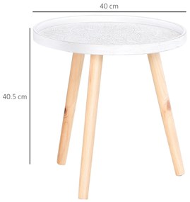 Masuta de Salon Moderna Rotunda HOMCOM, Masuta de Cafea cu Margine Ridicata si Trei Picioare, pentru Camera si Sufragerie, din Lemn Alb si Auriu