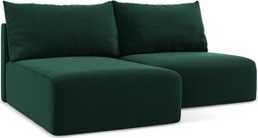 Colțar verde închis extensibil/cu spațiu de depozitare cu tapițerie din catifea (cu colț pe partea stângă/cu șezlong) Kalena – Makamii