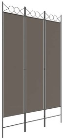 350164 vidaXL Paravan de cameră cu 3 panouri, antracit, 120x220 cm, textil