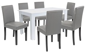 Set de masă Leon 6+1 alb-gri