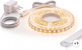 SET 1x bandă LED MYLIVING LIGHTSTRIP LED/22W/230V 5 m + 5x profil încastrat de 1 m