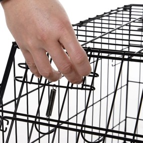 PawHut Cușcă de Transport pentru Câini, Metal și PP, Formă Trapezoidală pentru Mașină, cu Mâner, 76x48x55cm, Negru | Aosom Romania