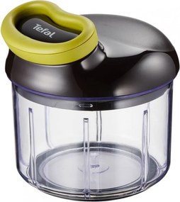 Tocator manual cu funie,Tefal K1320404 0,9 L, Mecanism automat de retragere a funiei, 2 lame otel, blocare capac, negru/verde