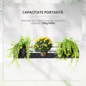 Jardiniera de Exterior Outsunny cu Carlige pentru Balustrada, Suport Ghivece pentru Balcon si Terasa din Metal, 100x31x12cm, Negru | Aosom Romania
