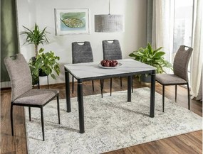Masa de dining neagra DAMAR 100x70 cm, decor marmura alba