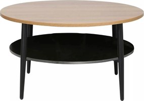 Masuta cafea ELLA A, stejar/negru mat, PAL/metal, 80x45 cm