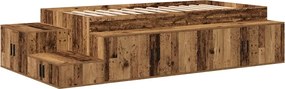 vidaXL Cadru de pat cu depozitare Lemn vechi 234 x 103 x 53.5 cm