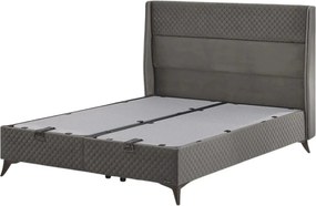 Pat BIO BALANCE 160x200, stofa catifelata gri - Zen 1188, cu somiera s