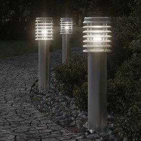 vidaXL Lampă exterioară de podea cu priză, argintiu, 60 cm, oțel inox