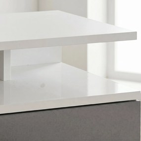 HOMCOM Set de 2 Noptiere Suspendate cu Raft Superior, Design Modern, Lemn, Alb Lucios, 35x32x22.5cm | Aosom Romania